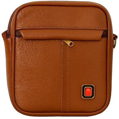 Mitanshi Traders Brown Sling Bag Premium Faux Leather Sling Bag for Men Crossbody Shoulder Bag with Front Pocket