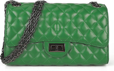Inovera Green Sling Bag Vegan Leather Quilted Pattern Girl’s Cross-body Shoulder Sling Bag Clutch Purse