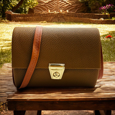 Skorpio Tan Sling Bag Classy Stylish Sling Bag With long adjustable straps Golden lock button