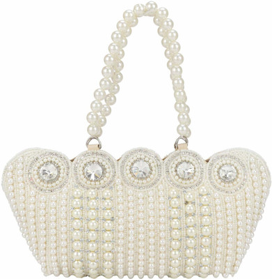 yuvika handicraft Party White  Clutch