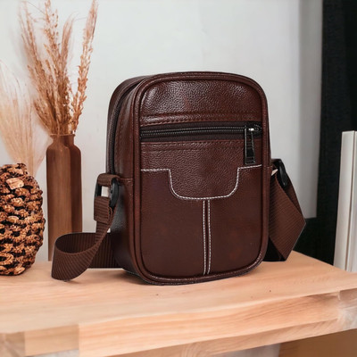 ZipCraze Brown Sling Bag Stylish Leather Sling bag For Men Travel Side Crossbody Messenger Mobile Bag