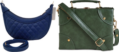 Dakota Blue, Green Sling Bag Genuine Leather Stylish Moon Bag for Women – Compact & Trendy(Pack of 2)