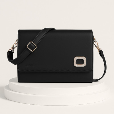 Reshu Black Sling Bag women,s sling cross-body bag,s with adjustable shoulder straps and 4 pockets