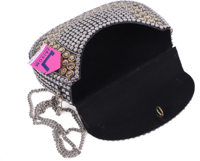 Airex Multicolor Sling Bag Handmade Stylish Silver Metal bag with Dot style