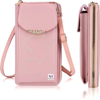 NFI essentials Pink Sling Bag Womens Crossbody Wallet Small Mobile Cell Phone Holder Bag Phone Pouch for Women