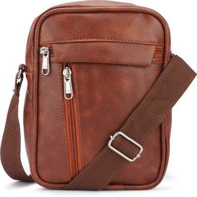 SHAMRIZ Tan Sling Bag Men & Women Mini Leather Side Sling Bag | Leather Mobile Sling Bag