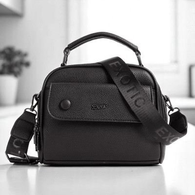 Exotic Black Sling Bag Texture boxy design sling bag