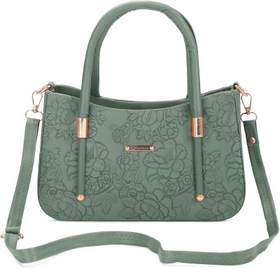 Kausbabi Green Messenger Bag Floral Embossed Handbag & Sling Bag – Dual-Carry Pista Beauty