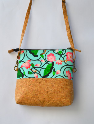 KAMLI CREATIONS Green Sling Bag A DROP ON LOTUS LEAF