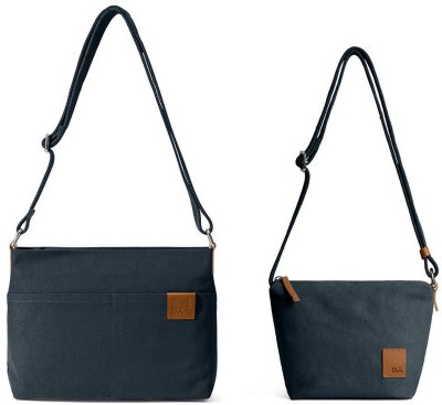 DailyObjects Blue Sling Bag Caddy Crossbody Bag & Sunday Crossbody Bag Combo | Cotton Canvas | Zip Closure