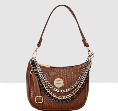 ESBEDA Tan Sling Bag Woven Embossed Mini Sling Bag