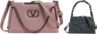 Zaxcer Pink, Black Sling Bag Beautiful Sling Bags for women and girls(Pack of 2)