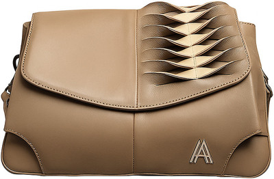 AKS & AD Beige Sling Bag Beneath the Surface Mini Handbag Women’s Leather RFID Cross-body Bag