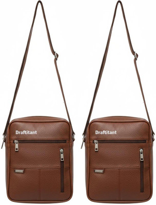 Hendygraph Brown, Brown Sling Bag Style Look Sling Bag | Waterproof Faux Leather Crossbody Travel(Pack of 2)