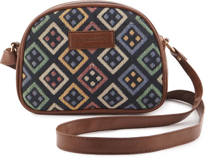 FAMEUS Multicolor Sling Bag | Jute & Faux Leather Crossbody Girls Purse -Casual-Travel-Office-Gifting
