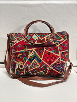 BAKR Red Sling Bag Boho Patchwork Tote Bag with Sling & Pouch | Stylish Handbag for Women & Girls