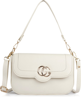 ALONZO White Sling Bag Women's Girls Quilted Cross Body Sling Bag with Height Adjustable Belt