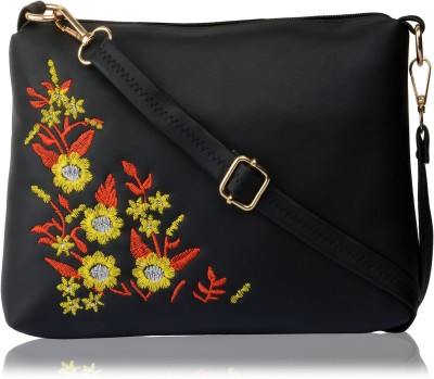 SHAMRIZ Black Sling Bag Women’s & Girl’s Stylish Cross-Body Sling Bags With Beautiful Flower Designer design with adjustable strap for women and girl’s for party and trendy wear occasion