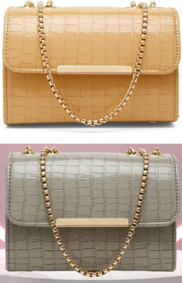 Bag ward Yellow, Grey Sling Bag Stylish Fancy Unique Design Sling Bag For Women's/Girls(Pack of 2)