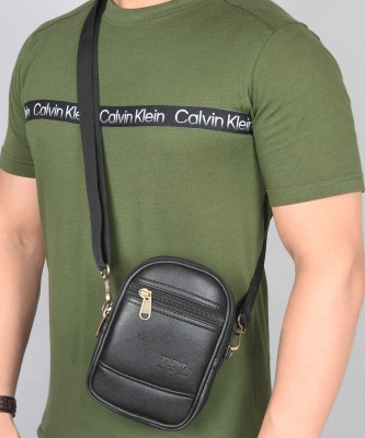 Pramadda Pure Luxury Black Sling Bag Stylish Leather Sling Bag For Men Travel Mobile Side Crossbody Gift For Men