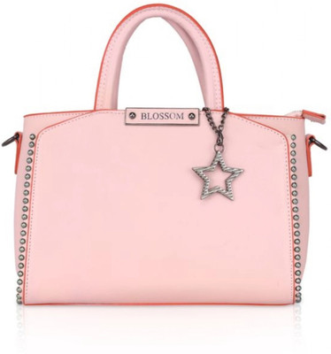 ABSECOM Pink Hand-held Bag Faux Leather Metal Beads Handbag Daily Use