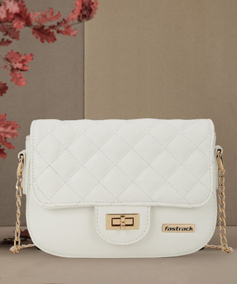 Fastrack White Sling Bag Quilted