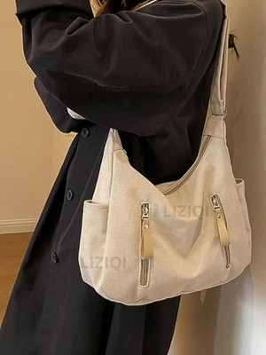 LIZIQI Beige Sling Bag Stylish Trendy Canvas