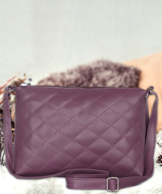 Leather Land Purple Sling Bag Italian Barfi sling in PURPLE