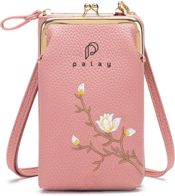 PALAY Pink Sling Bag Women's Small Cross-Body Phone Bag Stylish PU Leather Mobile Cell Phone Holder