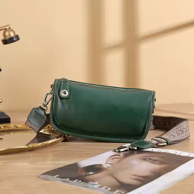 accomade Green Sling Bag Fashionable Small Shoulder Crossbody Bag for Women with Back & Inner Pocket