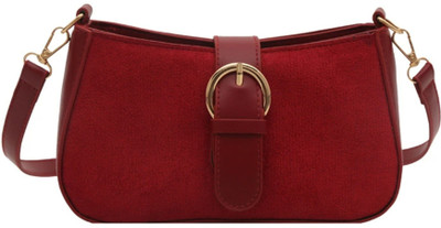 santorini Red Sling Bag Gemma Sling Bag for Woman Soft Fur Crossbody sling bag with Detachable strap