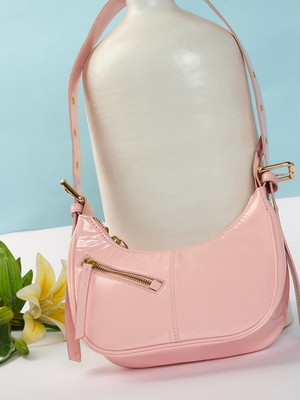Dressberry Pink Sling Bag Women's PU Half Moon Sling Bag with Tasselled