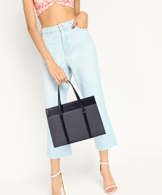 LINO PERROS Grey Tote Color-Blocked Commuter Tote Bag