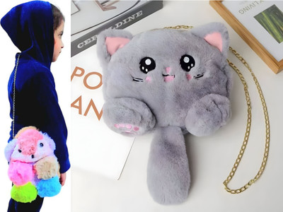 Nappmall Grey, Multicolor Sling Bag Women Shoulder Bag Cute Soft & Fluffy Teddy Bear Sling Bag | Side Bags(Pack of 2)