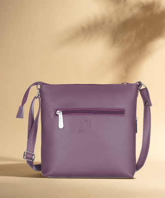 Leather Land Purple Sling Bag Crazy zipper in PURPLE