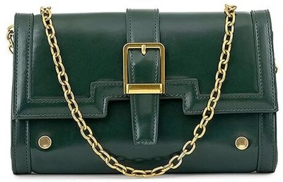 Miraggio Green Sling Bag Partwear Classy Shoulder Bag With Buckle & Chain Detailing