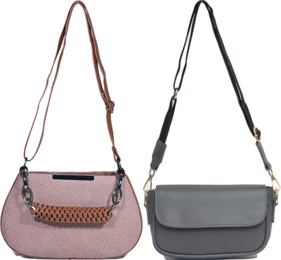 Despacito Maroon, Grey Sling Bag Elegant sling bag(Pack of 2)