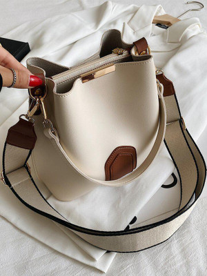 accomade White Sling Bag Perfect Companion: A PU Leather Women's Handbag with Two Handles & 1 Compartment