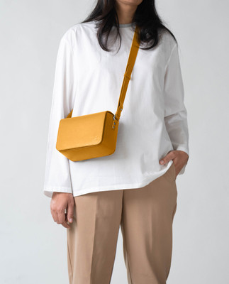DailyObjects Yellow Sling Bag Crossbody Sol Box Shoulder Bag | Magnetic Flap Closure & Adjustable Wide Strap