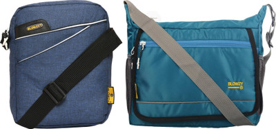 Blowzy Blue, Blue Sling Bag Stylish Nylon Sling Cross Body Travel Office Business Bag for Men Women(Pack of 2)