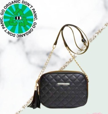 ROZI COLLECTION Black Sling Bag E-SQUARE-WHITE