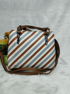 SIZI CREATION Brown Hand-held Bag SZ0052-cream