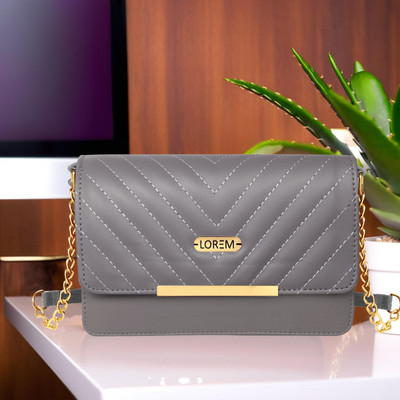 LOREM Grey Sling Bag Grey Designer Faux Leather Handbag For Women And Girls MCHB39