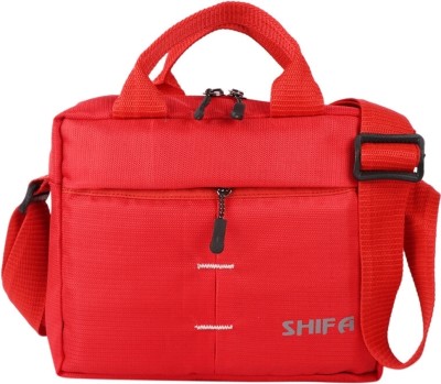 SHIFA Red Sling Bag Small 3 Zipper Multi Pocket Cross Body Travel Messenger One Side Shoulder Bag