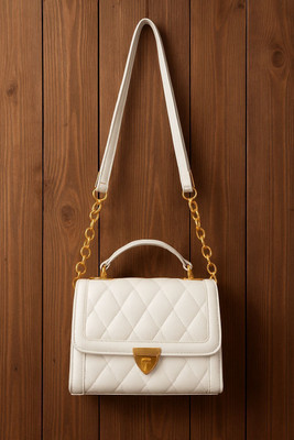 Five Traders White Sling Bag White Quilted Handbag for Women