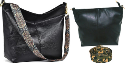 Dakota Black, Black Sling Bag STYLISH PU LEATHER BAGS ALONG WITH SLING FOR WOMENS(Pack of 2)