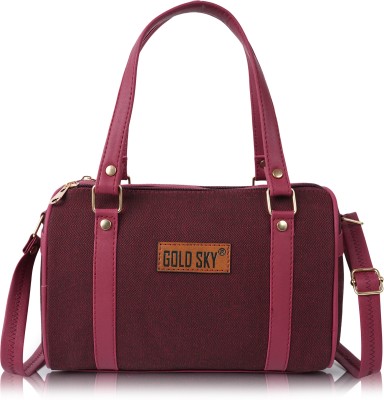 GOLD SKY Maroon Sling Bag Vegan Leather and Indian Fabric Slings - Side Bags for Mobile Phones and Wallets