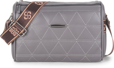 BESTNERY Grey Sling Bag Quilted Crossbody/Sling Bag, Grey, Adjustable Strap, Metal Hardware
