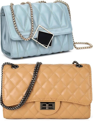 Bag ward Blue, Brown Sling Bag Stylish Fancy Unique Design Sling Bag For Women's/Girls(Pack of 2)