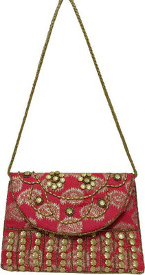 shakuntala handicraft Maroon Sling Bag Embroidered Clutch Bag Purse for Bridal, Casual, Party, Wedding (Red, Maroon)